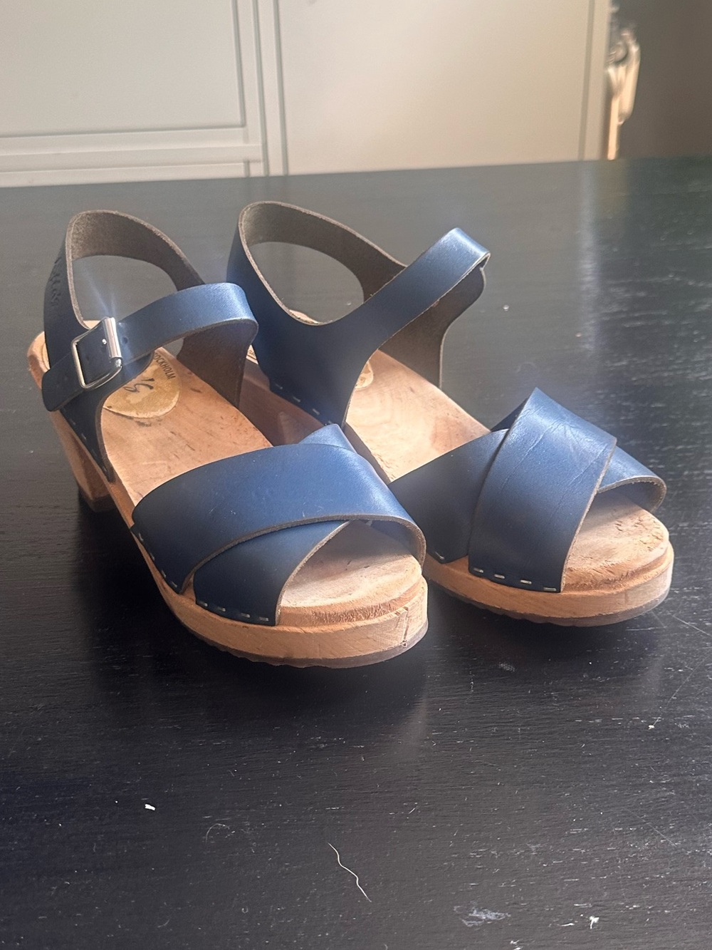 Lotta From Stockholm Blue Leather Clog Sandals
